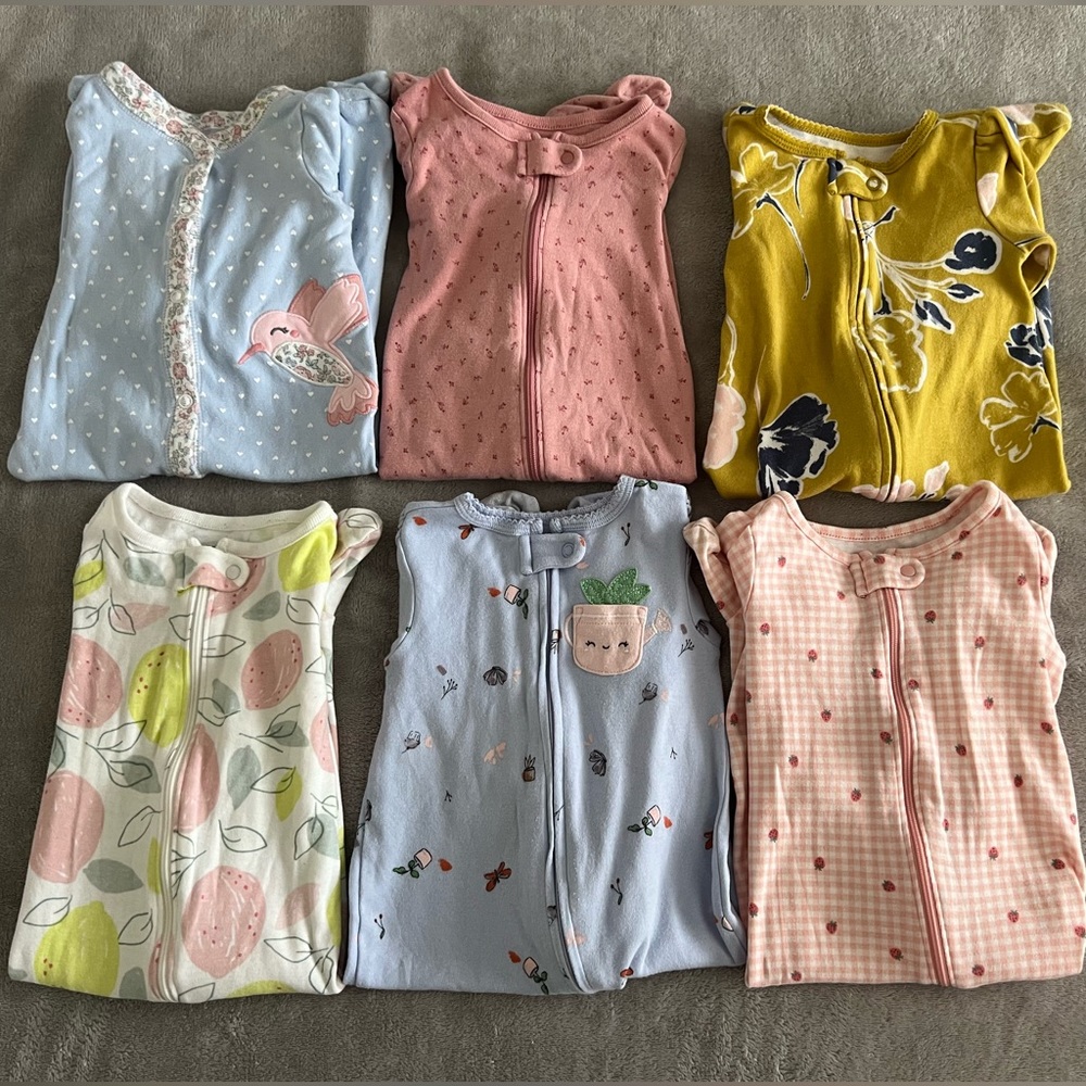 6 infant pajamas.